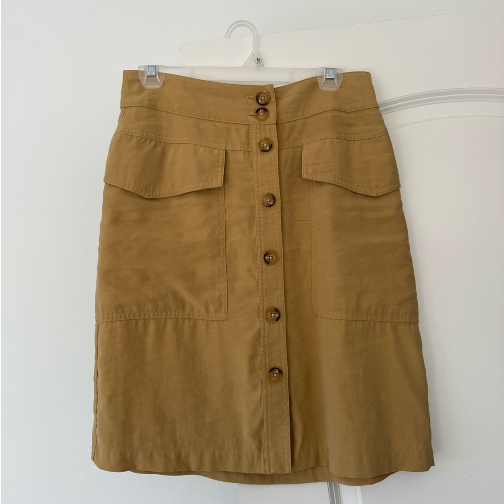 Yellow/Tan Button-Front Women's Skirt